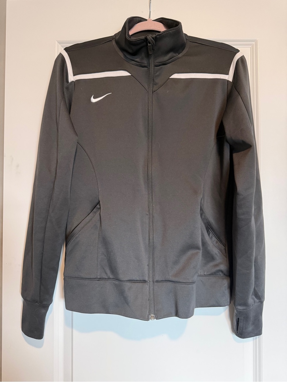 Nike Charcoal Gray Track Jacket with White Trim
